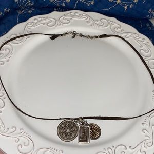 Lucky Brand leather necklace with talisman 26.75”